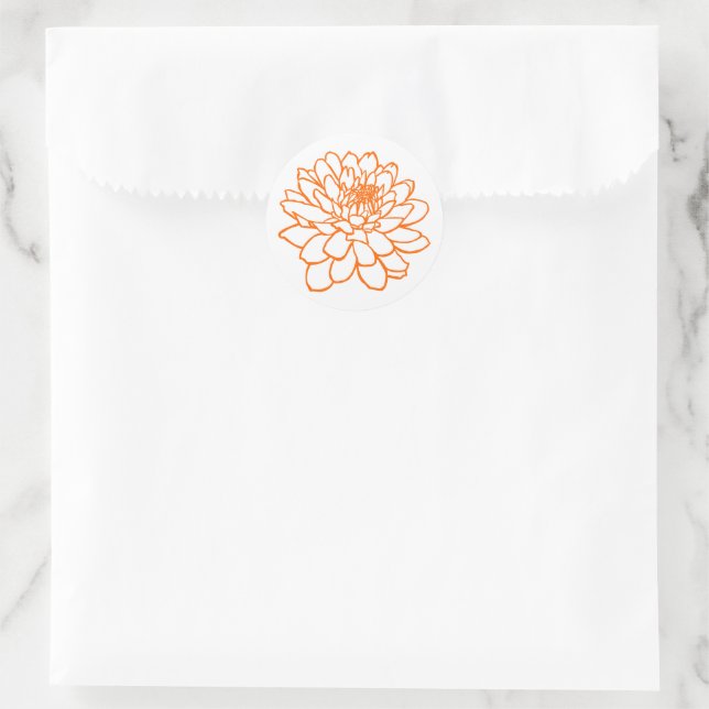 Chrysanthemum Drawing - Orange on White Classic Round Sticker (Bag)