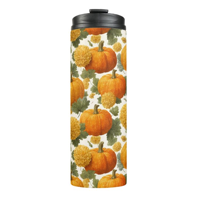 Chrysanthemum Fall Design Thermal Tumbler (Front)