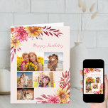 Chrysanthemum Fall Floral 5 Photo Birthday Card<br><div class="desc">Floral birthday card personalised with 5 of your favourite photos and message inside. You can also edit happy birthday to suit a different occasion if you wish. The design features beautiful watercolor floral arrangements inside and out in shades of golden yellow and pink. If you have any problems with picture...</div>