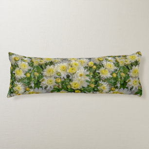 Chrysanthemum Floral Yellow Green White Body Cushion