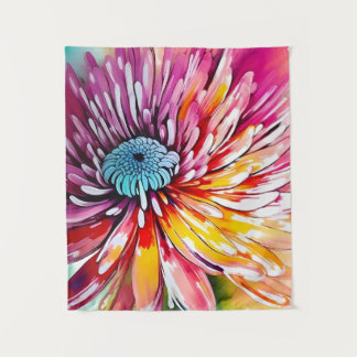 Chrysanthemum Flower Abstract Art Floral Colourful Tapestry
