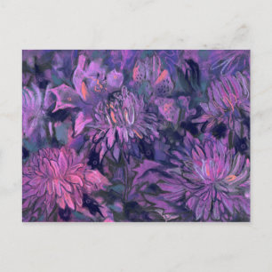 Chrysanthemum Flower Abstract Floral Purple Violet Postcard