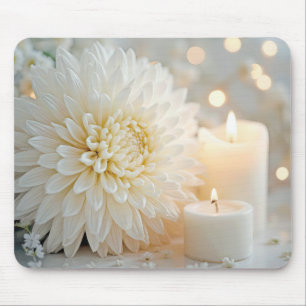 Chrysanthemum Flower and Candles Mouse Mat
