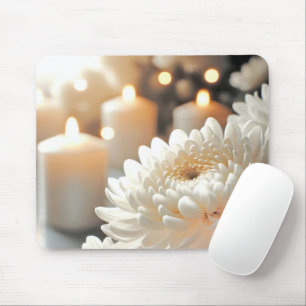 Chrysanthemum Flower and Candles Mouse Mat