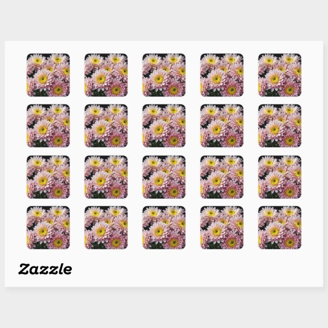 Chrysanthemum Flower Colourful Blossom Decoration  Square Sticker (Sheet)
