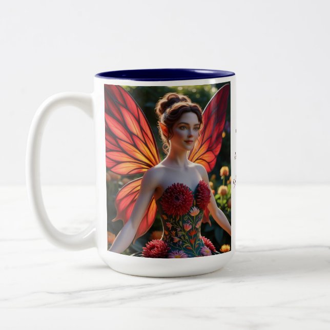 Chrysanthemum Flower Fairy  Two-Tone Coffee Mug (Left)