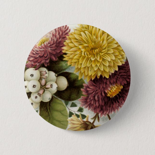 Chrysanthemum  Flower Mum Bouquet 6 Cm Round Badge (Front)