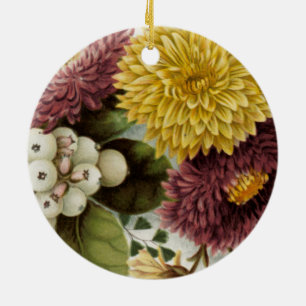 Chrysanthemum Flower Mum Floral Ceramic Tree Decoration