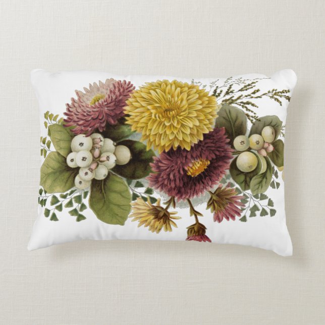 Chrysanthemum Flower Mum Floral Decorative Cushion (Back)
