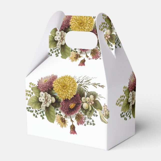 Chrysanthemum Flower Mum Floral Favour Box (Front Side)