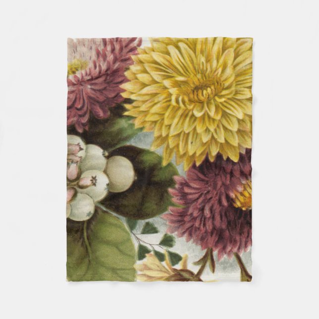 Chrysanthemum Flower Mum Floral Fleece Blanket (Front)