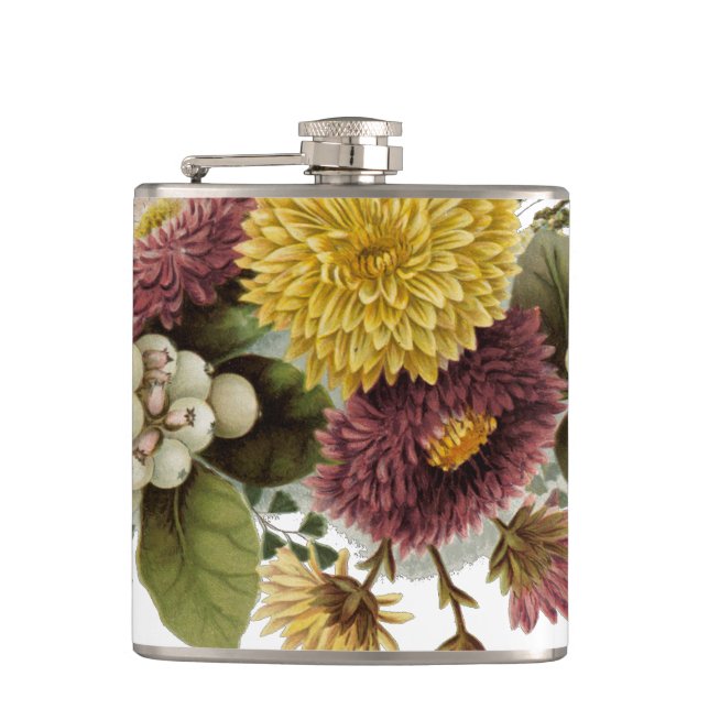 Chrysanthemum Flower Mum Floral Hip Flask (Front)