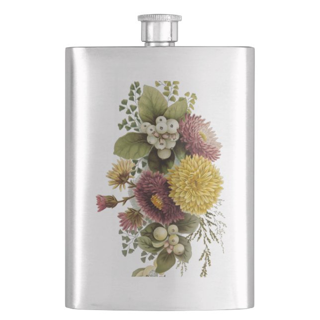 Chrysanthemum Flower Mum Floral Hip Flask (Front)