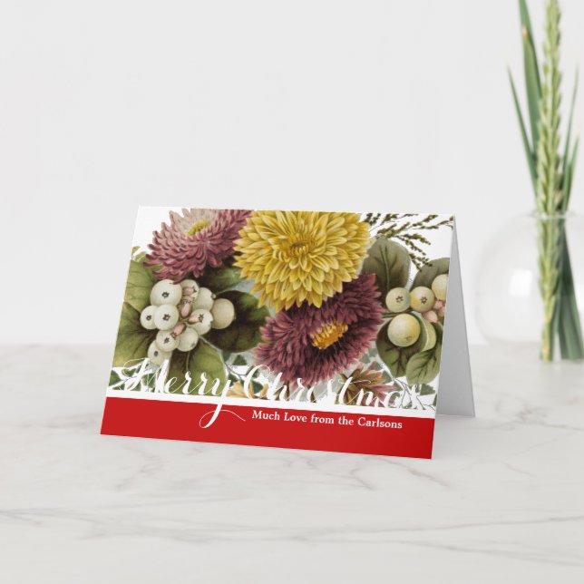 Chrysanthemum Flower Mum Floral Holiday Card (Front)