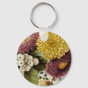 Chrysanthemum Flower Mum Floral Key Ring