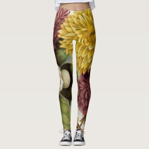 Chrysanthemum Flower Mum Floral Leggings