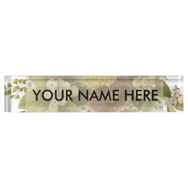 Chrysanthemum Flower Mum Floral Nameplate (Front)