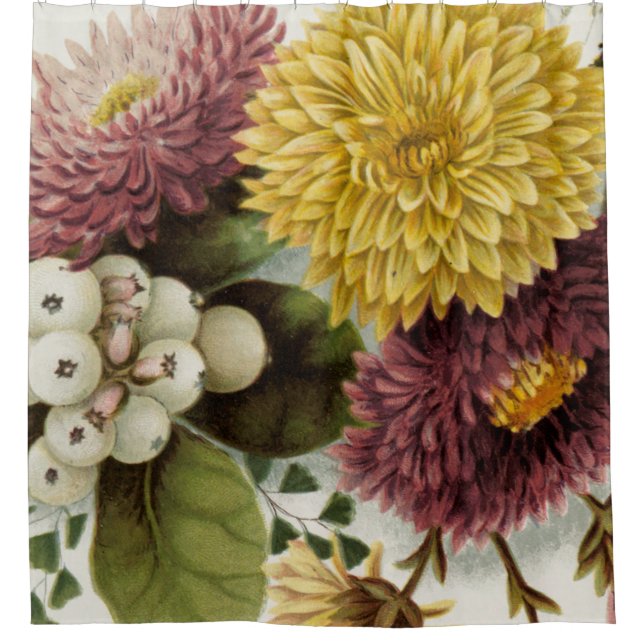 Chrysanthemum Flower Mum Floral Shower Curtain (Front)