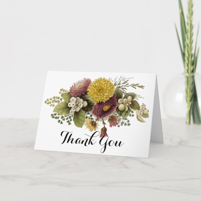 Chrysanthemum Flower Mum Floral Thank You Card (Front)