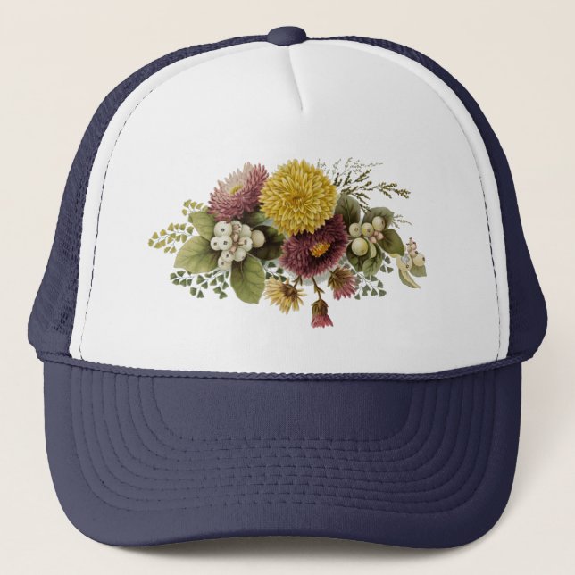 Chrysanthemum Flower Mum Floral Trucker Hat (Front)