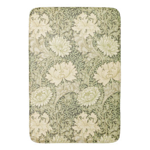 Chrysanthemum Flower Pattern (by William Morris) Bath Mat