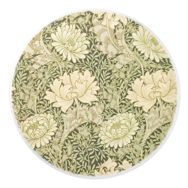 Chrysanthemum Flower Pattern (by William Morris) Ceramic Knob (Front)