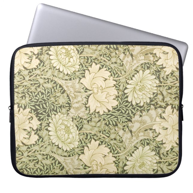 Chrysanthemum Flower Pattern (by William Morris) Laptop Sleeve (Front)
