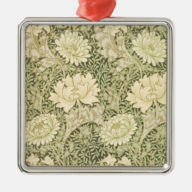 Chrysanthemum Flower Pattern (by William Morris) Metal Tree Decoration (Front)
