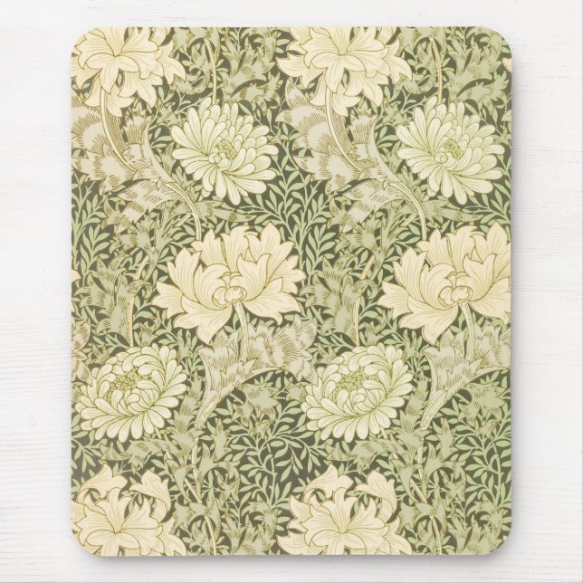 Chrysanthemum Flower Pattern (by William Morris) Mouse Mat (Front)