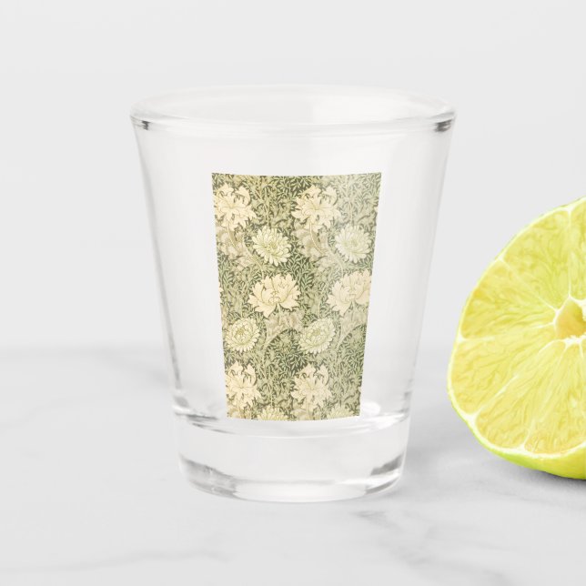 Chrysanthemum Flower Pattern (by William Morris) Shot Glass (Front)