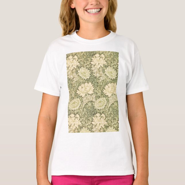 Chrysanthemum Flower Pattern (by William Morris) T-Shirt (Front)