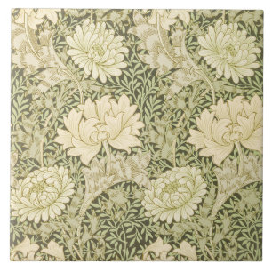 Chrysanthemum Flower Pattern (by William Morris) Tile