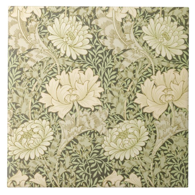 Chrysanthemum Flower Pattern (by William Morris) Tile (Front)