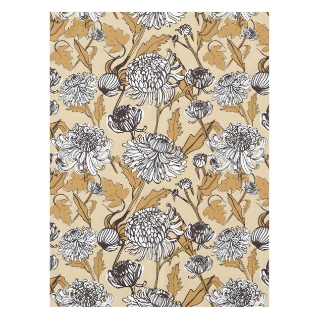 Chrysanthemum Flower Seamless Pattern Tablecloth (Front)