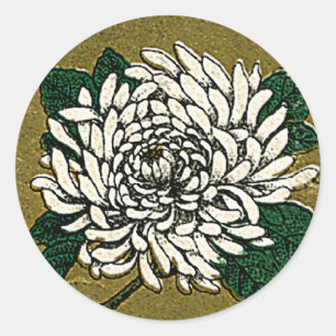 Chrysanthemum Flower Vintage Japanese Silk Label