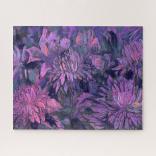 Chrysanthemum Flowers Abstract Floral Art Violet Jigsaw Puzzle