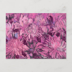 Chrysanthemum Flowers Abstract Floral Pink Maroon Postcard