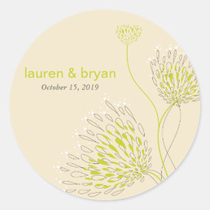 Chrysanthemum Flowers Floral Elegant Wedding Party Classic Round Sticker