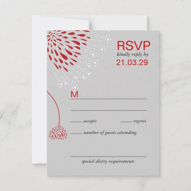 Chrysanthemum Flowers Floral Elegant Wedding RSVP (Back)