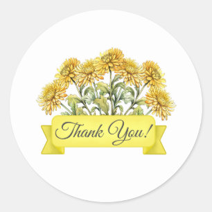 Chrysanthemum Flowers Floral Thank You Classic Round Sticker