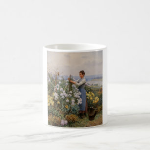 Chrysanthemum Flowers (Girl in the Garden) Coffee Mug