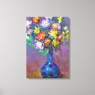 Chrysanthemum Flowers in a Vase Monet Fine Art Canvas Print