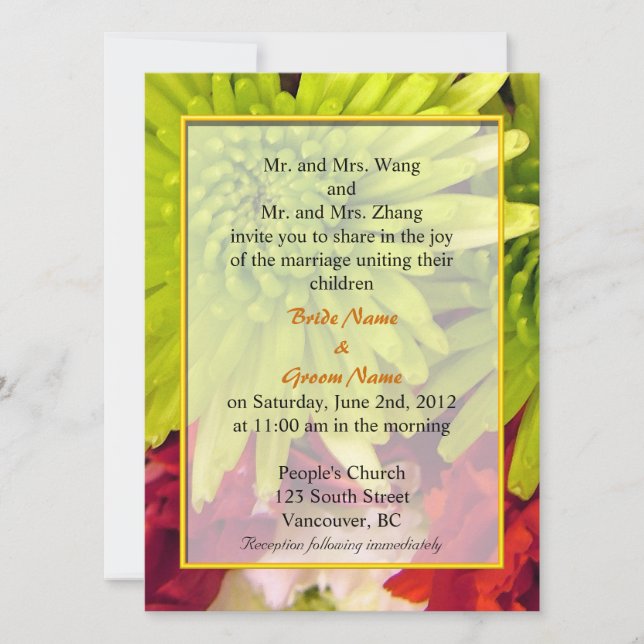 chrysanthemum flowers wedding invitations (Front)