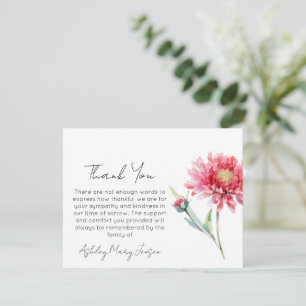 Chrysanthemum Funeral Thank You Card Bereavement