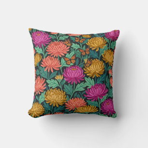 Chrysanthemum Garden Throw Pillow
