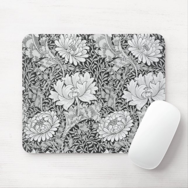 Chrysanthemum Gray, William Morris Mouse Mat (With Mouse)