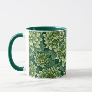 Chrysanthemum green flower pattern mug