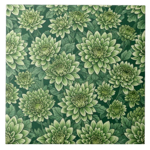 Chrysanthemum green flower pattern tile