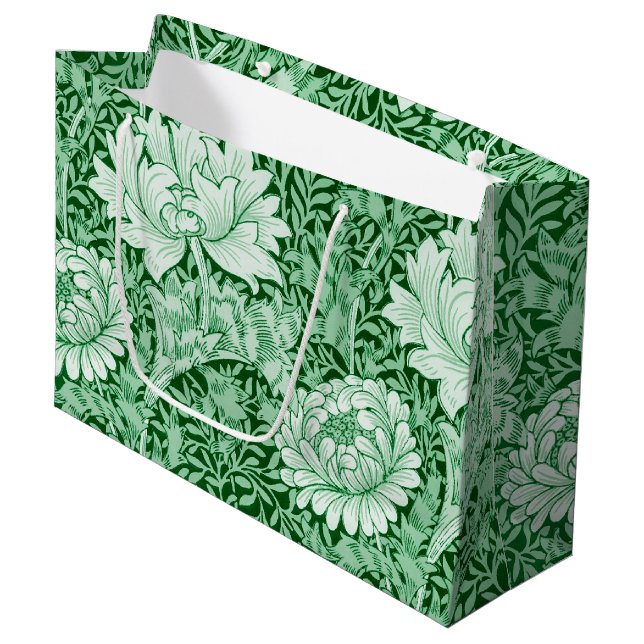 Chrysanthemum Green, William Morris Large Gift Bag (Front Angled)