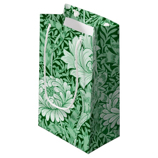 Chrysanthemum Green, William Morris Small Gift Bag (Front Angled)